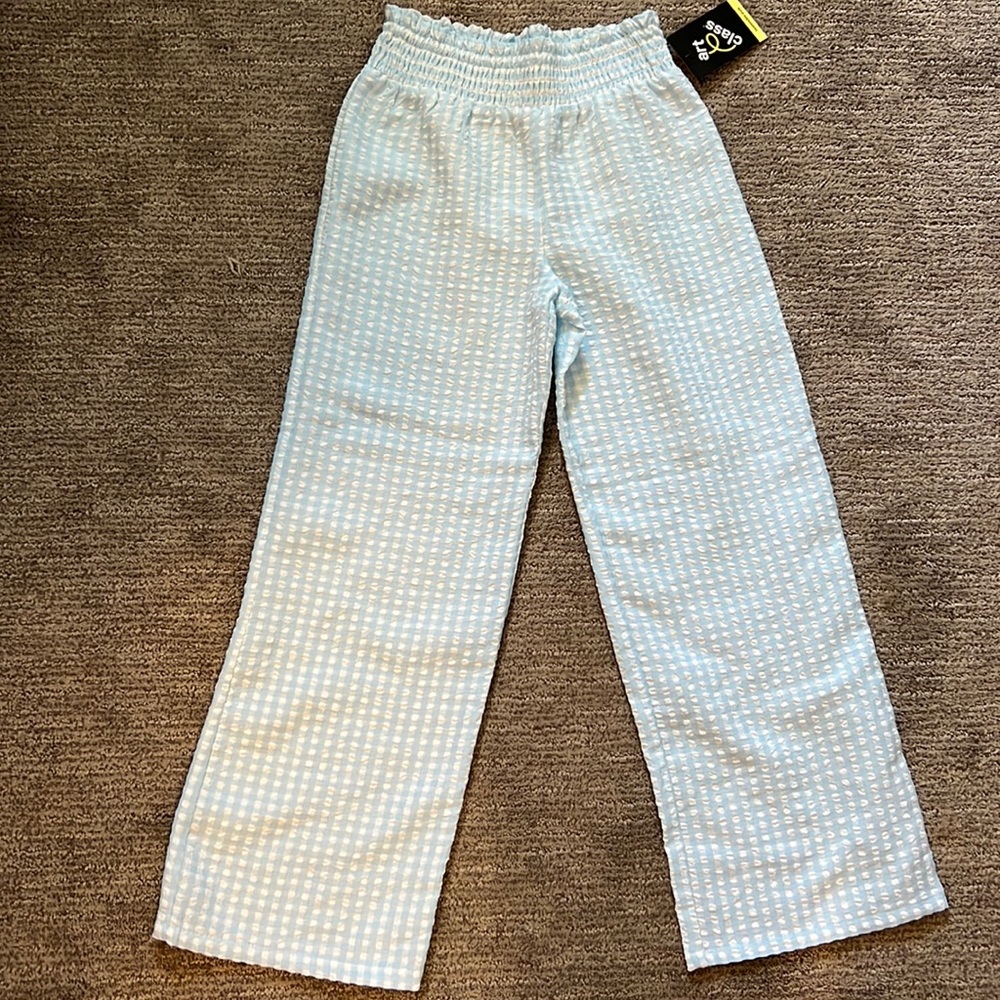 Art Class Girls Blue and white smocked waist wide leg